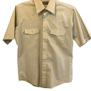 Kingsport SS Button Up Western Wear Tan Shirt Sz M Vtg